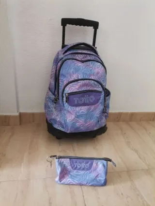 Mochila escolar Totó morada-azul