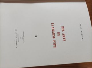 Libro antiguo: El arte de llamarse Pepe