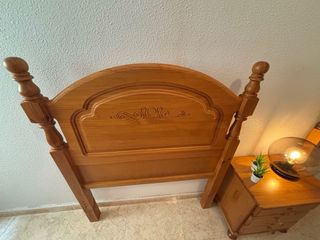 juego 2 Cabezales cama 90cm + mesita madera maciza