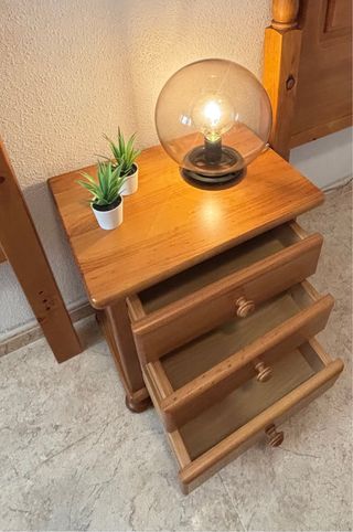 juego 2 Cabezales cama 90cm + mesita madera maciza