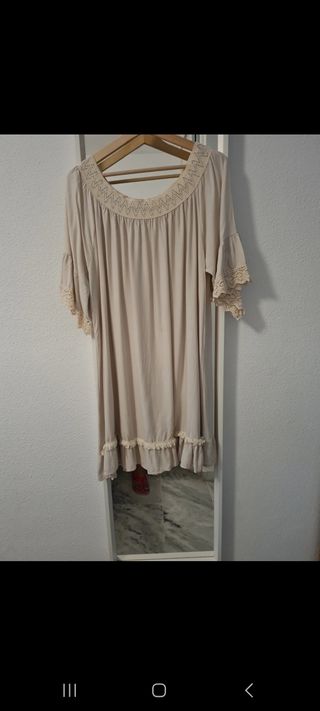 Vestido ibicenco beige