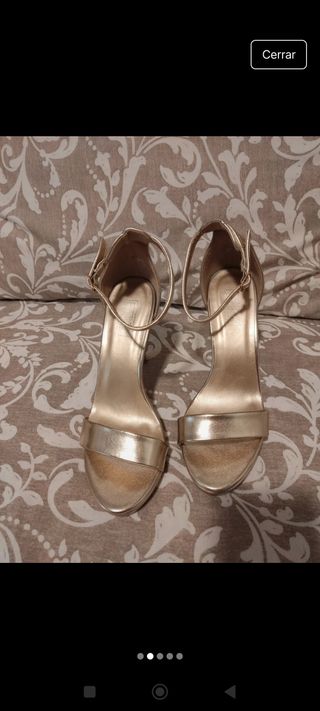 Sandalias doradas tacón - talla 37