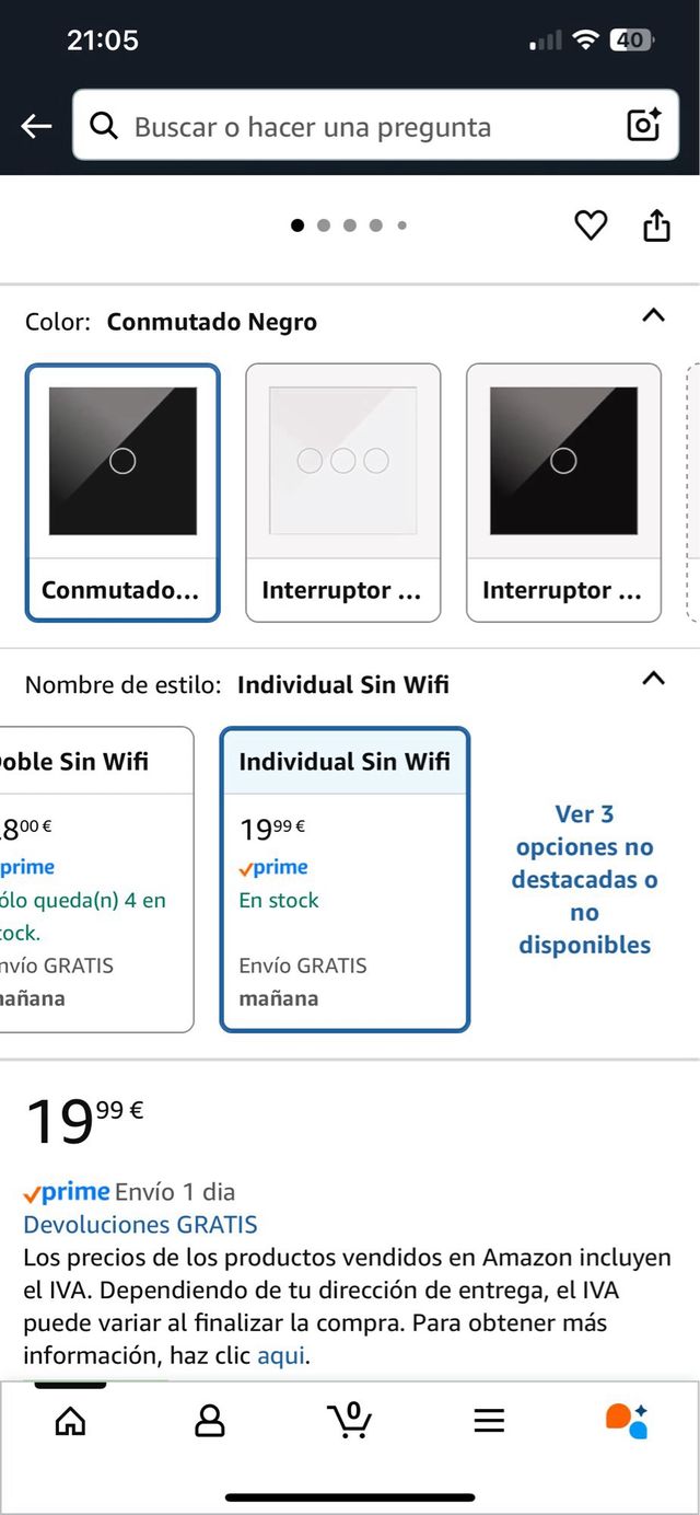 Interruptor táctil de pared