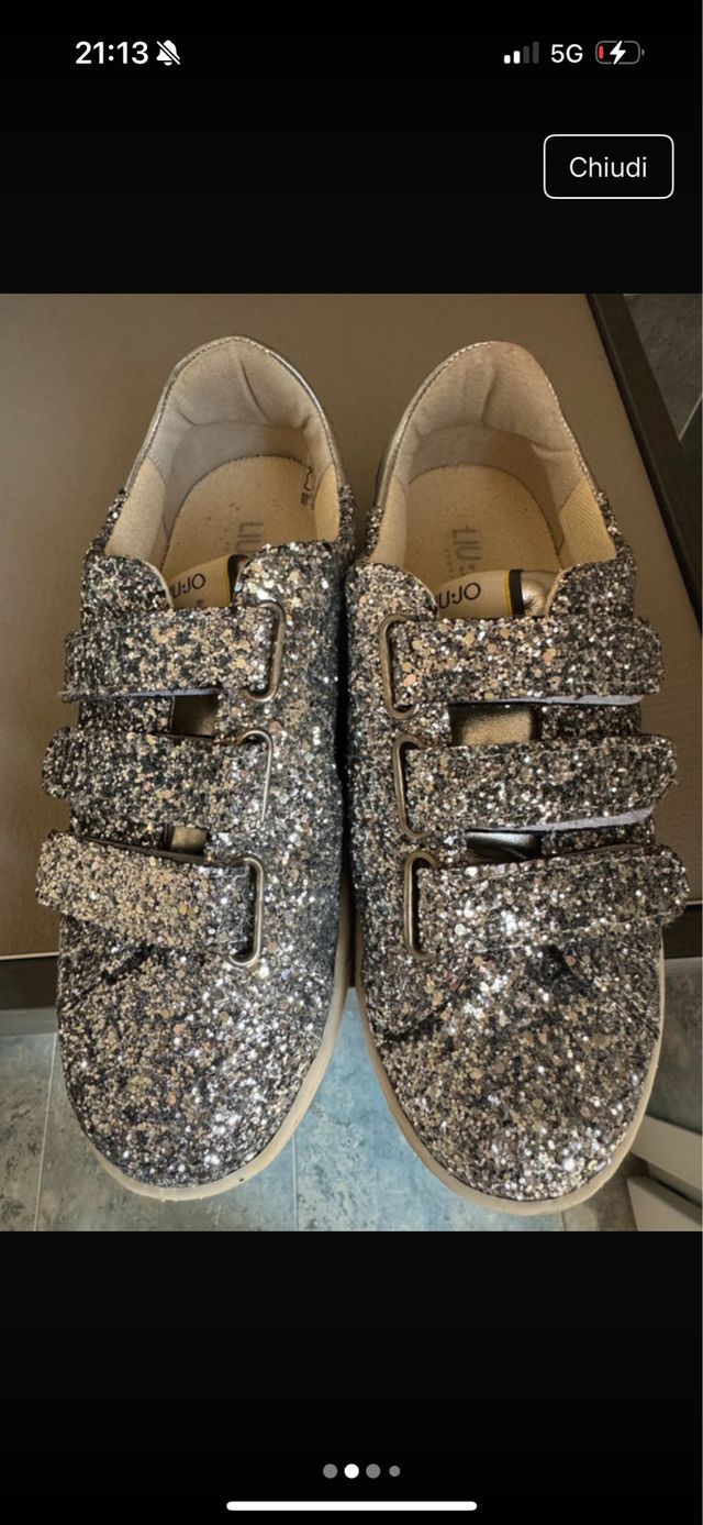 Scarpe glitter argento donna