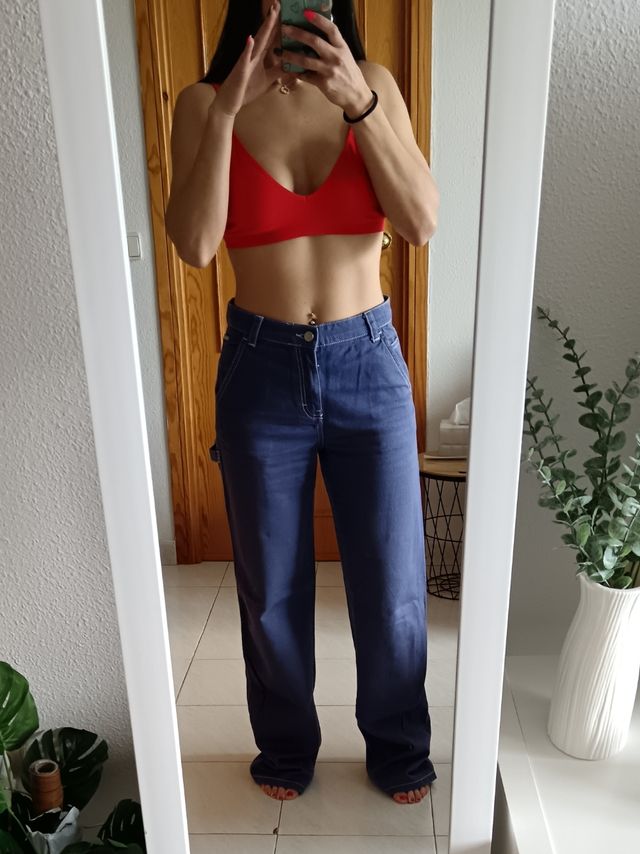 Vaqueros cargo rectos - Azul índigo