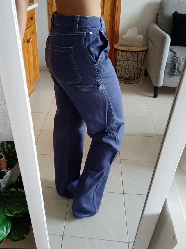 Vaqueros cargo rectos - Azul índigo