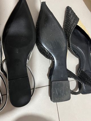 Bailarinas Zara - Plata y Negras - Talla 40