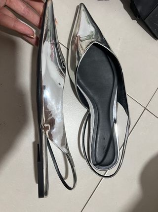 Bailarinas Zara - Plata y Negras - Talla 40