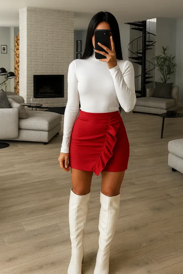 Falda pantalón ante roja Zara