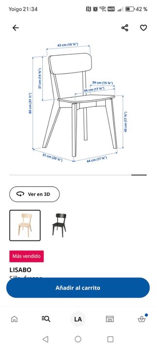Silla LISABO IKEA - Madera, Beige