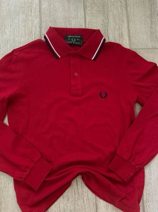 Polo Fred Perry rossa maniche lunghe Tg S