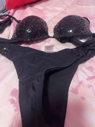 Bikini negro lentejuelas