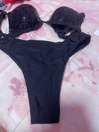 Bikini negro lentejuelas