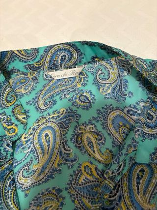 Blusón paisley manga 3/4 turquesa
