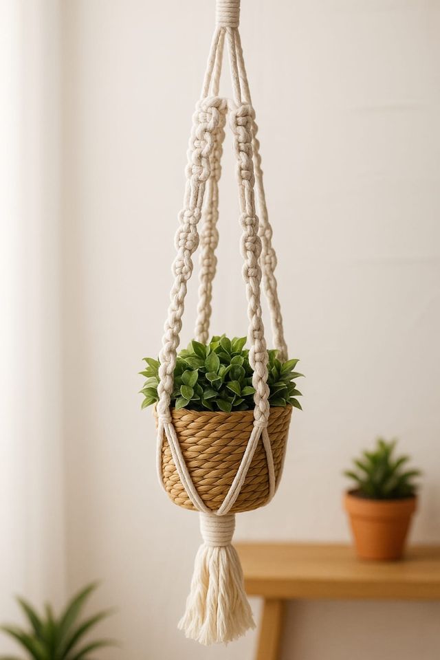 Macetero macramé hecho a mano