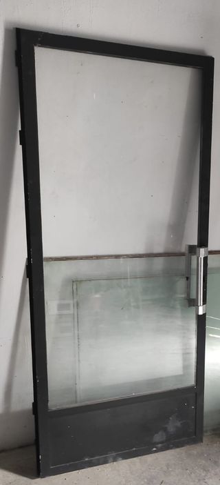 Puerta aluminio negra - Cristal. Sin marco 203*0,9