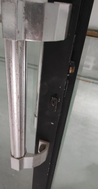 Puerta aluminio negra - Cristal. Sin marco 203*0,9