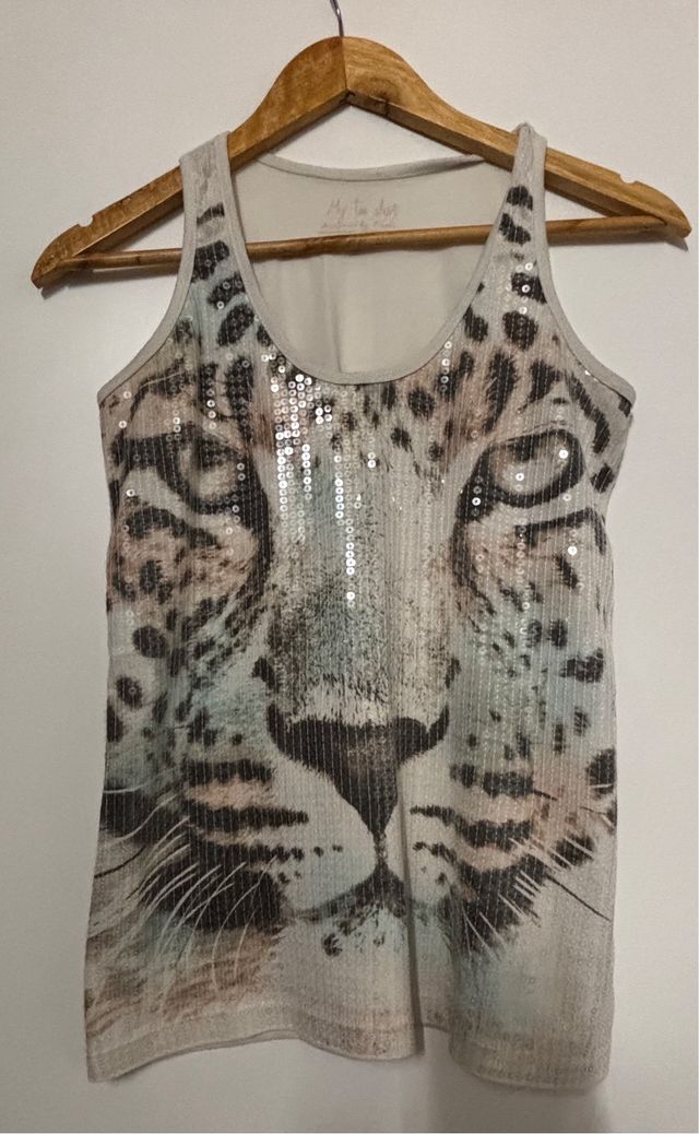 Canotta Leopardo Paillettes