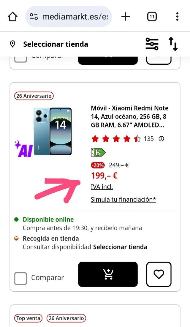 Redmi Note 14 8GB+256GB Azul NFC