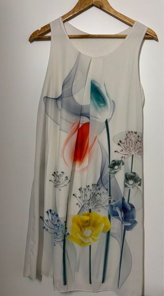 Vestito corto floreale bianco