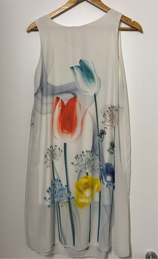 Vestito corto floreale bianco