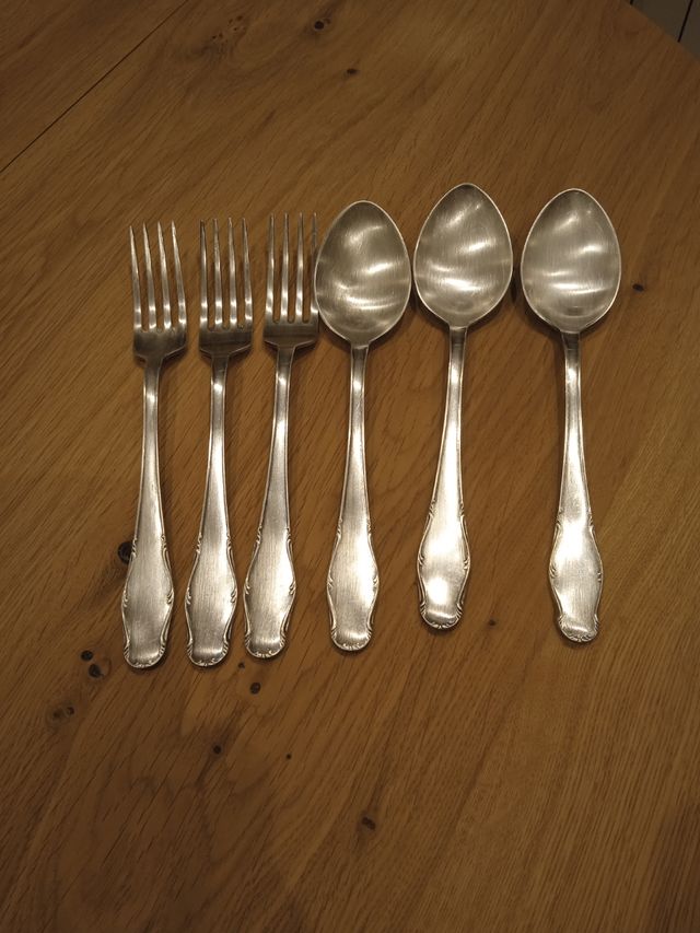 Cubiertos alpaca plata - 3 cucharas y 3 tenedores