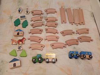 Tren de madera: vías y accesorios
