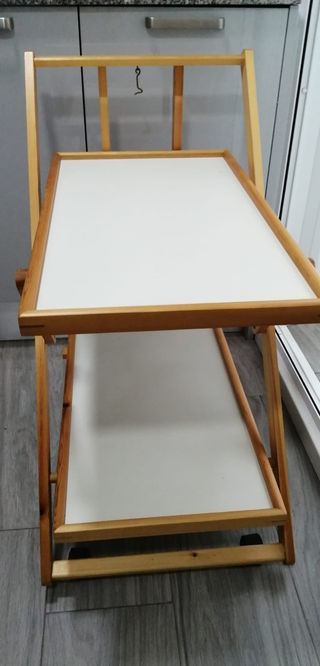 Carrito madera plegable - blanco y marrón