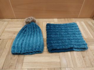 Gorro y bufanda niño - azul turquesa