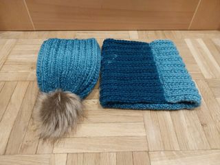 Gorro y bufanda niño - azul turquesa
