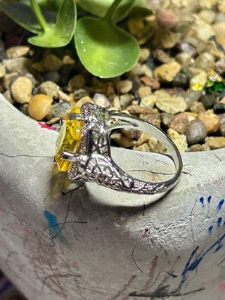 Anillo moissanita plata chapado