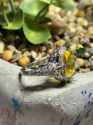 Anillo moissanita plata chapado