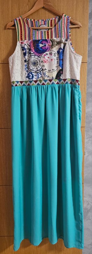 Vestido largo Armatrichi turquesa T.44