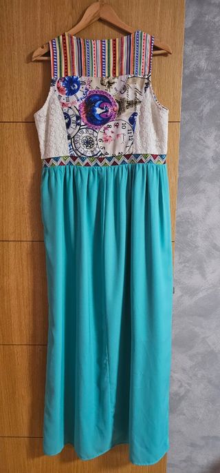 Vestido largo Armatrichi turquesa T.44