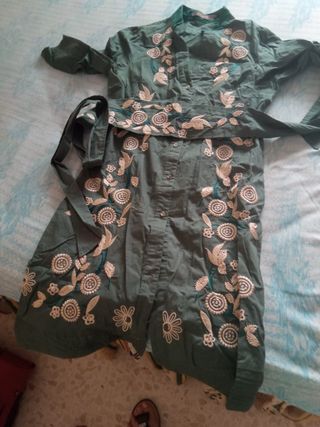 Vestido Bordado Verde Oliva