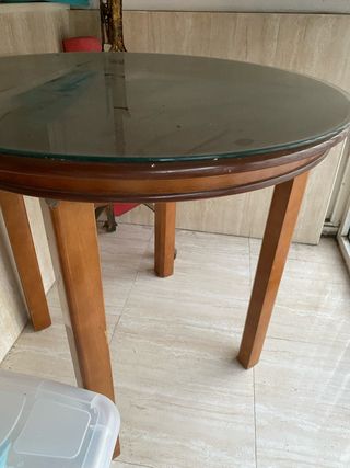 Mesa redonda cristal - madera