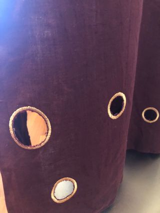 Vestito lino marrone oro - scollo
