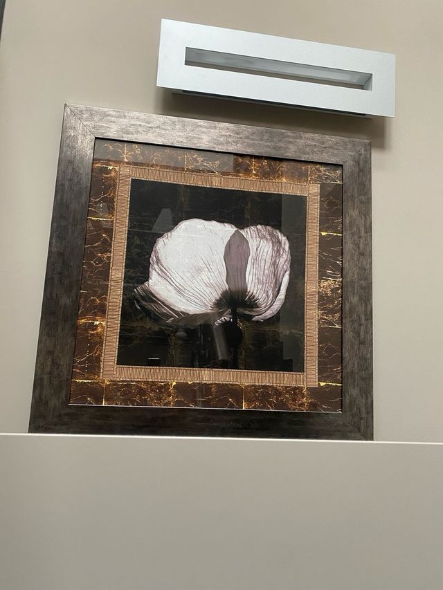 2 Cuadros Flores Metalizados