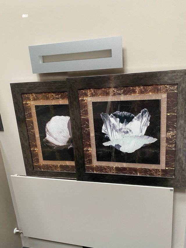 2 Cuadros Flores Metalizados