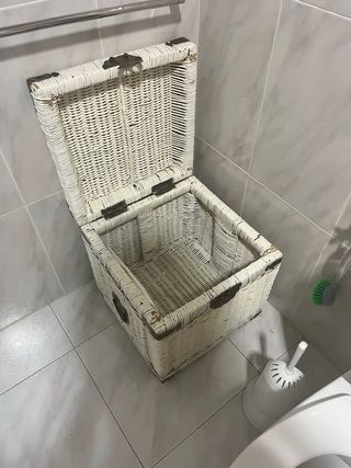 Cesta mimbre blanca - Baño