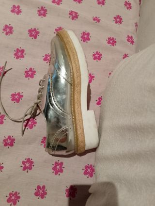 Zapatos Oxford Plataforma Plata