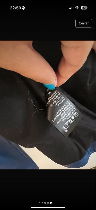 Cazadora Maje piel azul y negra