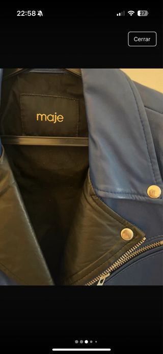 Cazadora Maje piel azul y negra