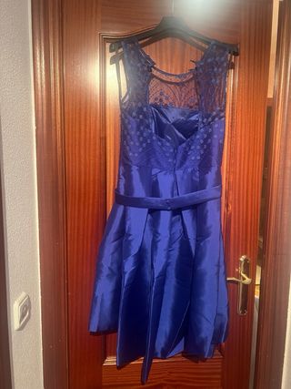 Vestido fiesta azul electrico corto