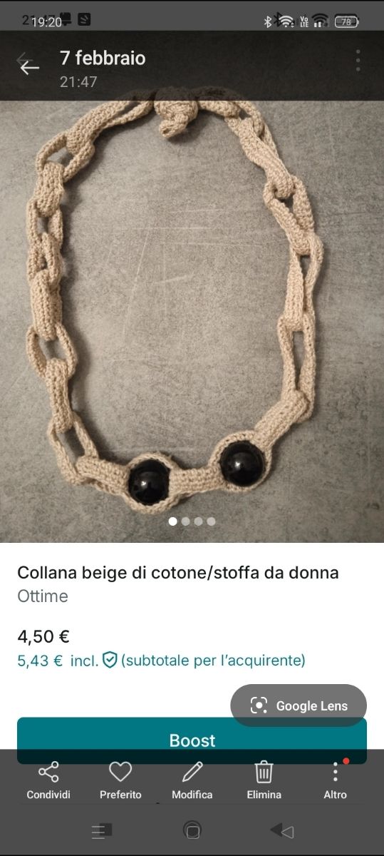 Collana uncinetto beige e nera
