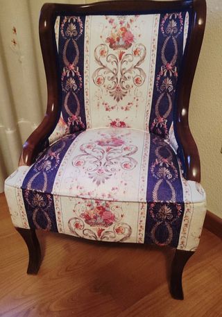 Butaca madera - Descalzadora floral multicolort