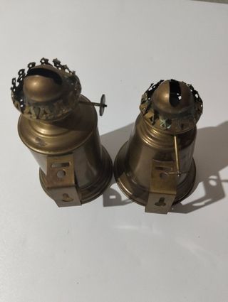 2 Lámparas petróleo antiguas cobre