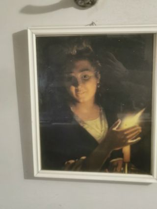 Quadro vintage ragazza candela - quadretto retró 