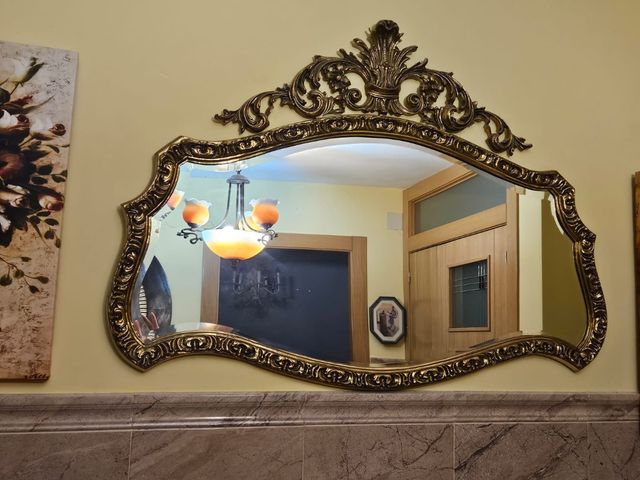 Juego espejo y entrada bronce y mármol