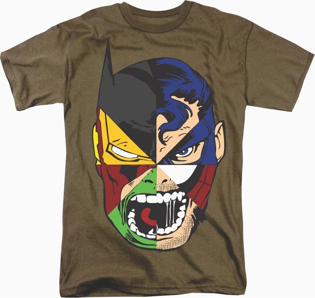 2 Camisetas estampadas: superhéroes & guitarra